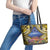 Penrhyn aka Tongareva Cook Islands Atoll Personalised Leather Tote Bag with Pacific Coral Reef Gold Vibe