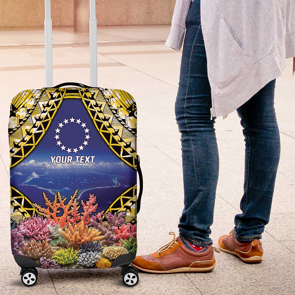 Penrhyn aka Tongareva Cook Islands Atoll Personalised Luggage Cover with Pacific Coral Reef Gold Vibe