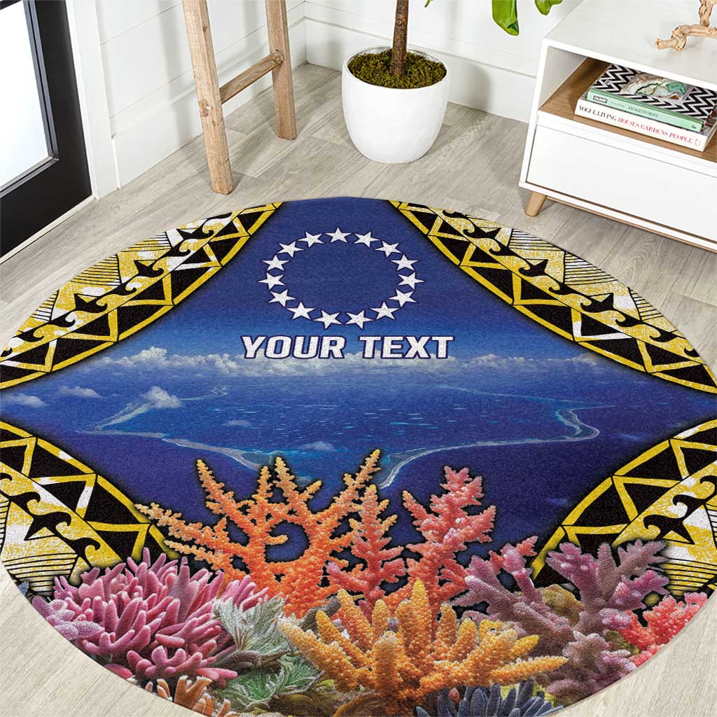 Penrhyn aka Tongareva Cook Islands Atoll Personalised Round Carpet with Pacific Coral Reef Gold Vibe