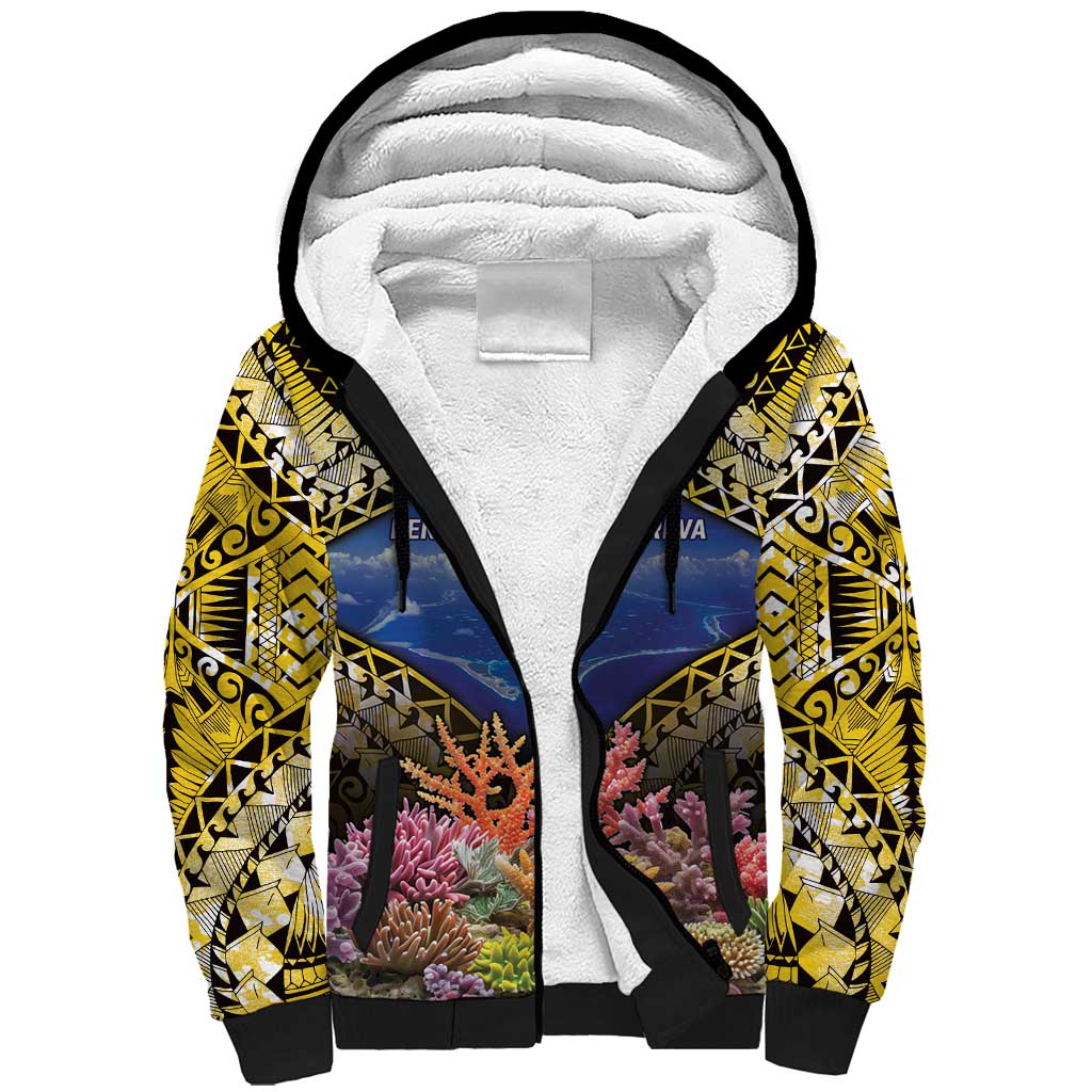 Penrhyn aka Tongareva Cook Islands Atoll Personalised Sherpa Hoodie with Pacific Coral Reef Gold Vibe