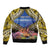 Penrhyn aka Tongareva Cook Islands Atoll Personalised Sleeve Zip Bomber Jacket with Pacific Coral Reef Gold Vibe