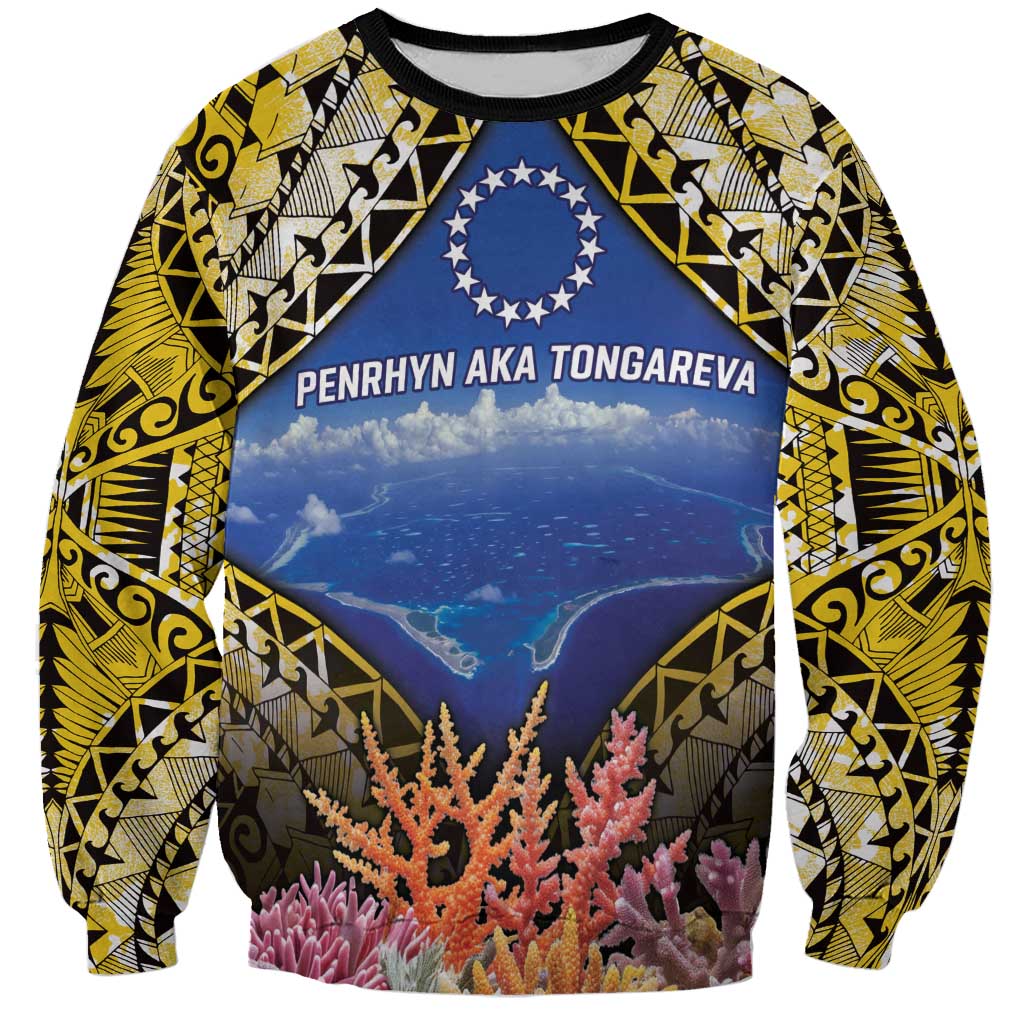 Penrhyn aka Tongareva Cook Islands Atoll Personalised Sweatshirt with Pacific Coral Reef Gold Vibe