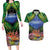 Penrhyn aka Tongareva Cook Islands Atoll Personalised Couples Matching Long Sleeve Bodycon Dress and Hawaiian Shirt with Pacific Coral Reef Green Vibe