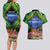 Penrhyn aka Tongareva Cook Islands Atoll Personalised Couples Matching Long Sleeve Bodycon Dress and Hawaiian Shirt with Pacific Coral Reef Green Vibe