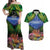 Penrhyn aka Tongareva Cook Islands Atoll Personalised Couples Matching Off Shoulder Maxi Dress and Hawaiian Shirt with Pacific Coral Reef Green Vibe