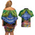 Penrhyn aka Tongareva Cook Islands Atoll Personalised Couples Matching Off Shoulder Short Dress and Hawaiian Shirt with Pacific Coral Reef Green Vibe