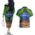 Penrhyn aka Tongareva Cook Islands Atoll Personalised Couples Matching Off The Shoulder Long Sleeve Dress and Hawaiian Shirt with Pacific Coral Reef Green Vibe