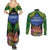 Penrhyn aka Tongareva Cook Islands Atoll Personalised Couples Matching Summer Maxi Dress and Long Sleeve Button Shirt with Pacific Coral Reef Green Vibe