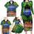 Penrhyn aka Tongareva Cook Islands Atoll Personalised Family Matching Long Sleeve Bodycon Dress and Hawaiian Shirt with Pacific Coral Reef Green Vibe