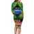 Penrhyn aka Tongareva Cook Islands Atoll Personalised Family Matching Long Sleeve Bodycon Dress and Hawaiian Shirt with Pacific Coral Reef Green Vibe