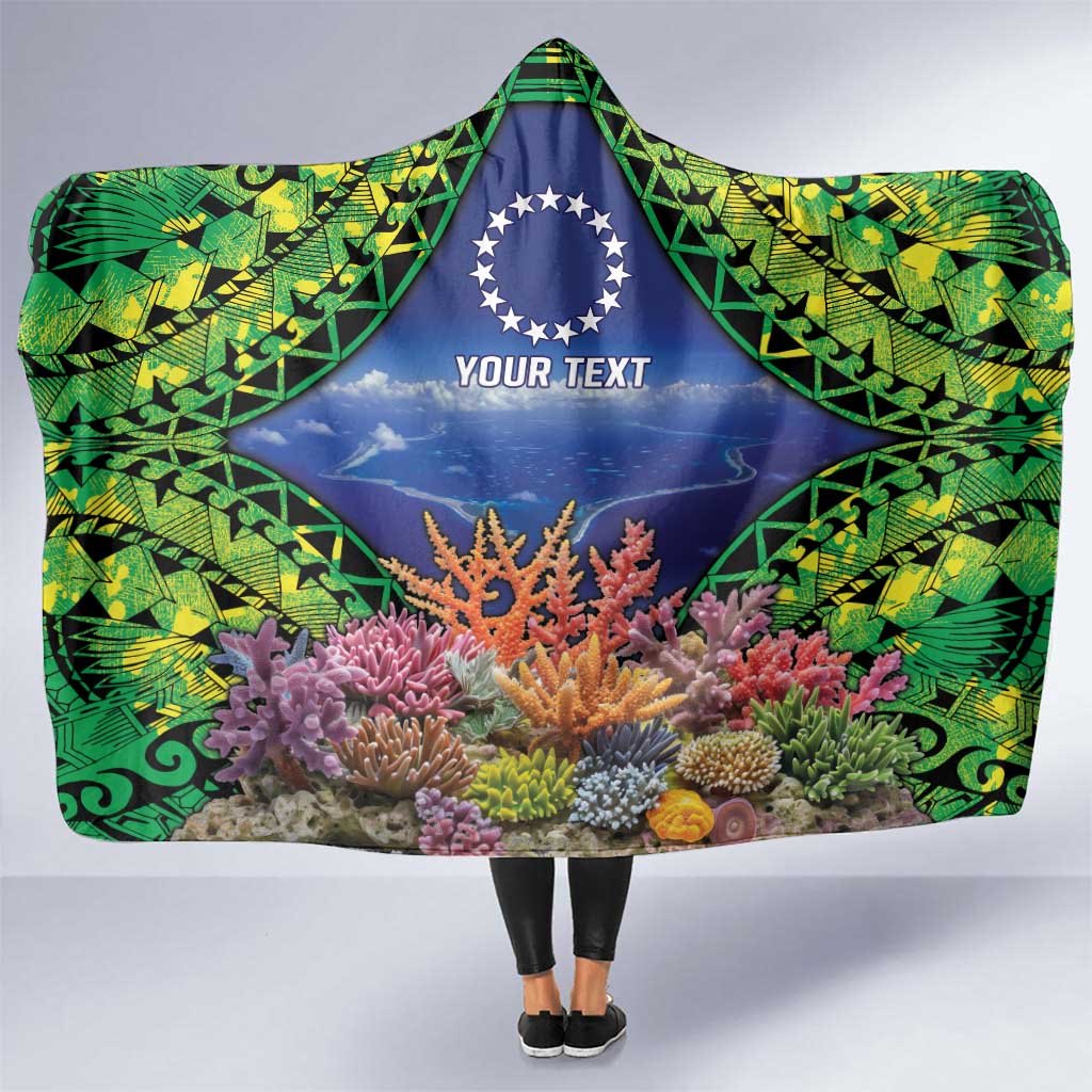 Penrhyn aka Tongareva Cook Islands Atoll Personalised Hooded Blanket with Pacific Coral Reef Green Vibe