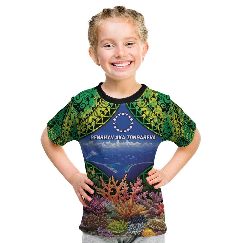 Penrhyn aka Tongareva Cook Islands Atoll Personalised Kid T Shirt with Pacific Coral Reef Green Vibe