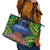 Penrhyn aka Tongareva Cook Islands Atoll Personalised Leather Tote Bag with Pacific Coral Reef Green Vibe