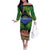 Penrhyn aka Tongareva Cook Islands Atoll Personalised Off The Shoulder Long Sleeve Dress with Pacific Coral Reef Green Vibe