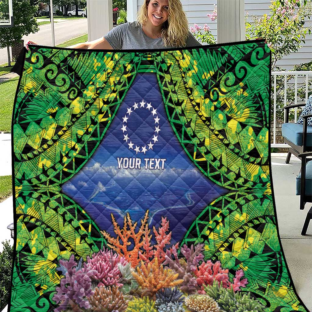 Penrhyn aka Tongareva Cook Islands Atoll Personalised Quilt with Pacific Coral Reef Green Vibe