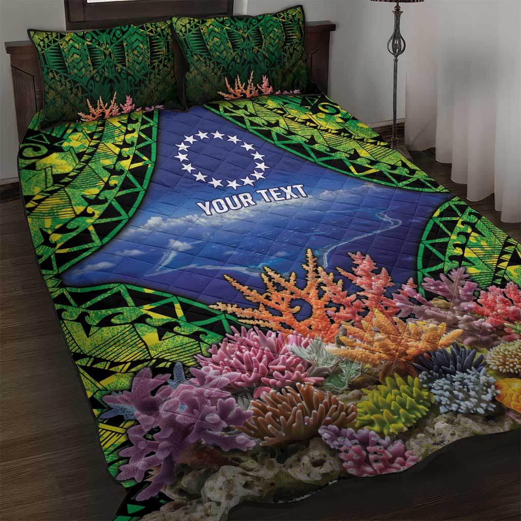 Penrhyn aka Tongareva Cook Islands Atoll Personalised Quilt Bed Set with Pacific Coral Reef Green Vibe