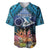 Te Ulu o te Watu Cook Islands Atoll Personalised Baseball Jersey Pukapuka Map with Pacific Coral Reef Blue Vibe