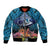 Te Ulu o te Watu Cook Islands Atoll Personalised Bomber Jacket Pukapuka Map with Pacific Coral Reef Blue Vibe