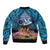 Te Ulu o te Watu Cook Islands Atoll Personalised Bomber Jacket Pukapuka Map with Pacific Coral Reef Blue Vibe