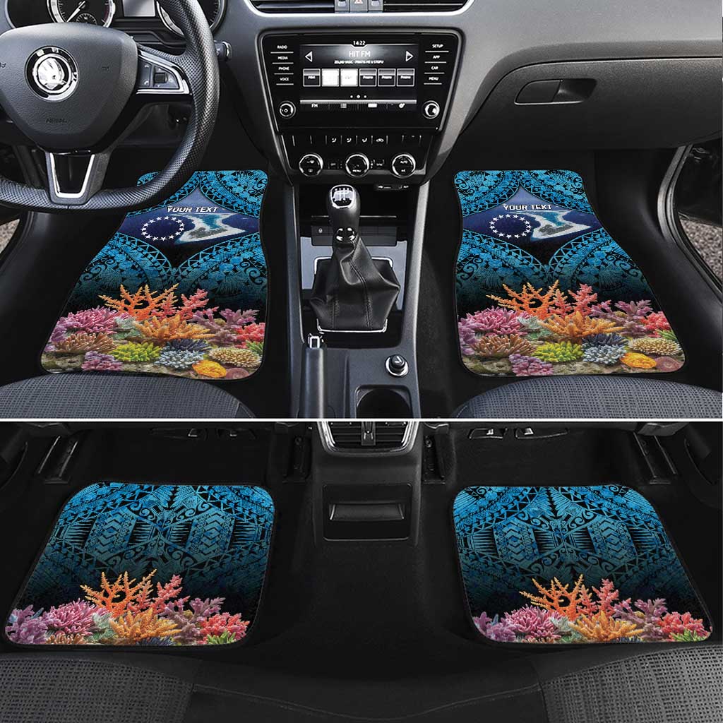 Te Ulu o te Watu Cook Islands Atoll Personalised Car Mats Pukapuka Map with Pacific Coral Reef Blue Vibe