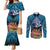 Te Ulu o te Watu Cook Islands Atoll Personalised Couples Matching Mermaid Dress and Long Sleeve Button Shirt Pukapuka Map with Pacific Coral Reef Blue Vibe