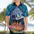 Te Ulu o te Watu Cook Islands Atoll Personalised Hawaiian Shirt Pukapuka Map with Pacific Coral Reef Blue Vibe