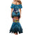 Te Ulu o te Watu Cook Islands Atoll Personalised Mermaid Dress Pukapuka Map with Pacific Coral Reef Blue Vibe