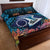 Te Ulu o te Watu Cook Islands Atoll Personalised Quilt Bed Set Pukapuka Map with Pacific Coral Reef Blue Vibe