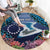 Te Ulu o te Watu Cook Islands Atoll Personalised Round Carpet Pukapuka Map with Pacific Coral Reef Blue Vibe