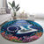 Te Ulu o te Watu Cook Islands Atoll Personalised Round Carpet Pukapuka Map with Pacific Coral Reef Blue Vibe