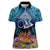 Te Ulu o te Watu Cook Islands Atoll Personalised Women Polo Shirt Pukapuka Map with Pacific Coral Reef Blue Vibe