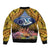 Te Ulu o te Watu Cook Islands Atoll Personalised Bomber Jacket Pukapuka Map with Pacific Coral Reef Gold Vibe