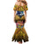 Te Ulu o te Watu Cook Islands Atoll Personalised Mermaid Dress Pukapuka Map with Pacific Coral Reef Gold Vibe