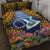 Te Ulu o te Watu Cook Islands Atoll Personalised Quilt Bed Set Pukapuka Map with Pacific Coral Reef Gold Vibe