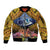 Te Ulu o te Watu Cook Islands Atoll Personalised Sleeve Zip Bomber Jacket Pukapuka Map with Pacific Coral Reef Gold Vibe