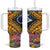 Te Ulu o te Watu Cook Islands Atoll Personalised Tumbler With Handle Pukapuka Map with Pacific Coral Reef Gold Vibe