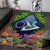 Te Ulu o te Watu Cook Islands Atoll Personalised Area Rug Pukapuka Map with Pacific Coral Reef Green Vibe