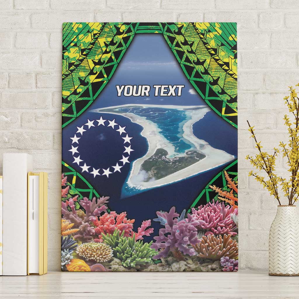 Te Ulu o te Watu Cook Islands Atoll Personalised Canvas Wall Art Pukapuka Map with Pacific Coral Reef Green Vibe