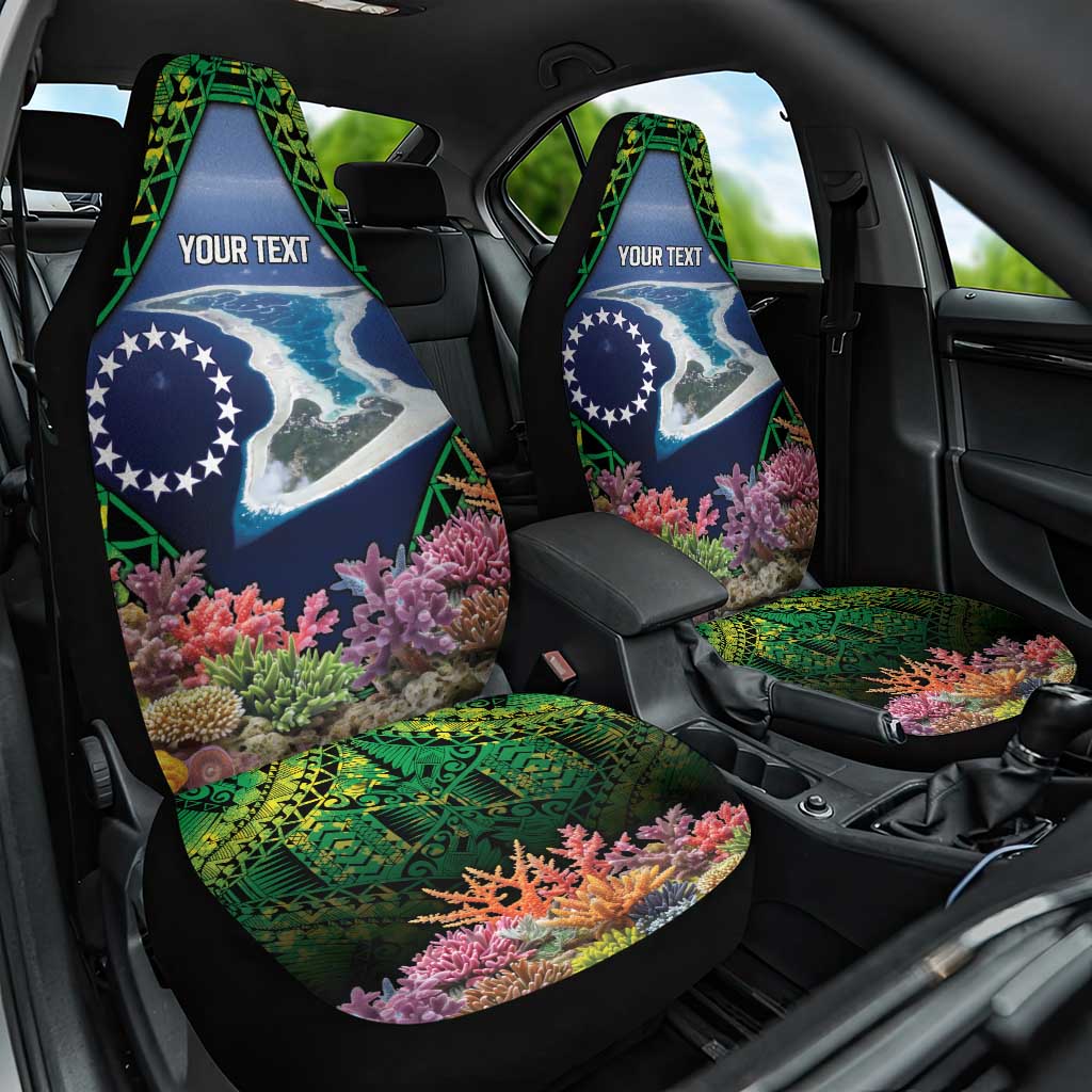 Te Ulu o te Watu Cook Islands Atoll Personalised Car Seat Cover Pukapuka Map with Pacific Coral Reef Green Vibe