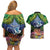 Te Ulu o te Watu Cook Islands Atoll Personalised Couples Matching Off Shoulder Short Dress and Hawaiian Shirt Pukapuka Map with Pacific Coral Reef Green Vibe