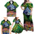 Te Ulu o te Watu Cook Islands Atoll Personalised Family Matching Off Shoulder Maxi Dress and Hawaiian Shirt Pukapuka Map with Pacific Coral Reef Green Vibe