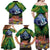 Te Ulu o te Watu Cook Islands Atoll Personalised Family Matching Off Shoulder Maxi Dress and Hawaiian Shirt Pukapuka Map with Pacific Coral Reef Green Vibe