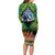 Te Ulu o te Watu Cook Islands Atoll Personalised Long Sleeve Bodycon Dress Pukapuka Map with Pacific Coral Reef Green Vibe