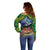 Te Ulu o te Watu Cook Islands Atoll Personalised Off Shoulder Sweater Pukapuka Map with Pacific Coral Reef Green Vibe