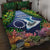 Te Ulu o te Watu Cook Islands Atoll Personalised Quilt Bed Set Pukapuka Map with Pacific Coral Reef Green Vibe