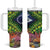 Te Ulu o te Watu Cook Islands Atoll Personalised Tumbler With Handle Pukapuka Map with Pacific Coral Reef Green Vibe