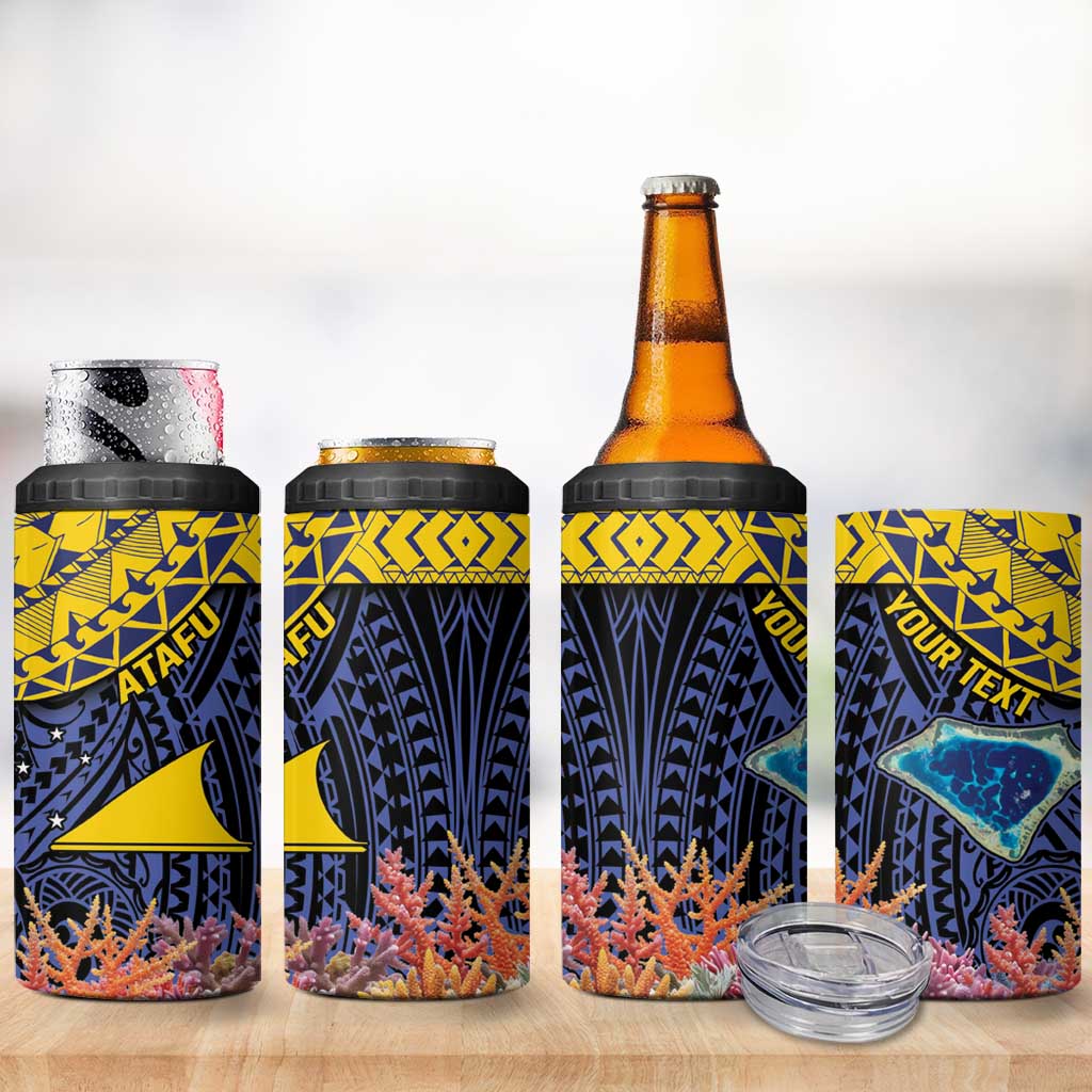 Tokelau Atafu Atoll Personalised 4 in 1 Can Cooler Tumbler Pacific Coral Reef Vibe