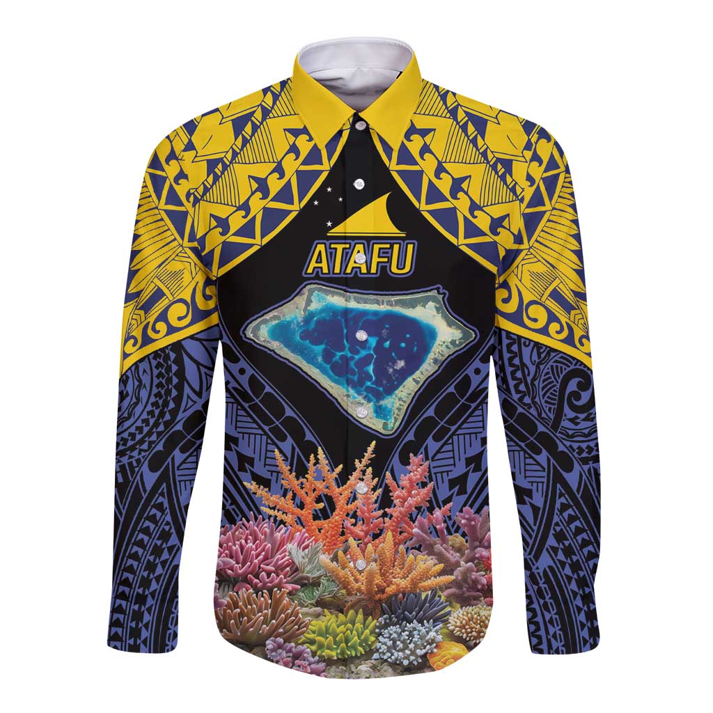 Tokelau Atafu Atoll Personalised Long Sleeve Button Shirt Pacific Coral Reef Vibe