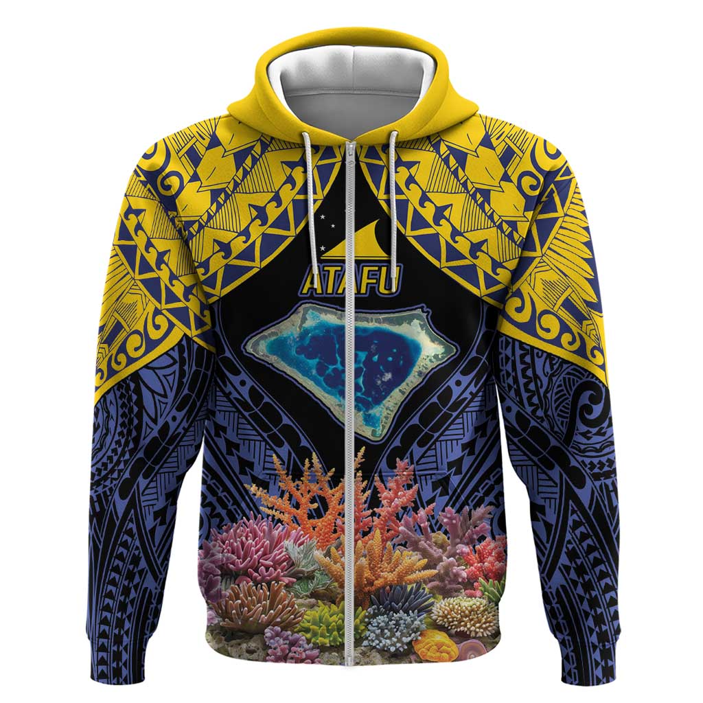 Tokelau Atafu Atoll Personalised Zip Hoodie Pacific Coral Reef Vibe