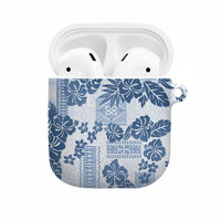 Vintage Hawaii AirPods Case Hibiscus Tapa Tribal With Hawaiian Quilt Pattern Blue - Polynesian Pride